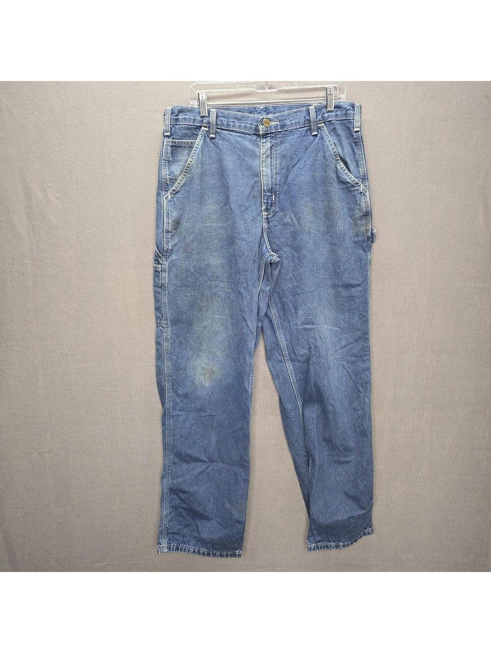 Carhartt B13 DST Carpenter Jeans Men 34x30 Vintage 2004 Loose Fit Denim Blue